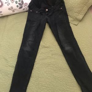 H&M Black Distressed Maternity Jeans